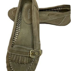 Aldo Tan Sand Color Suede Moccasin Flats Size 7.5